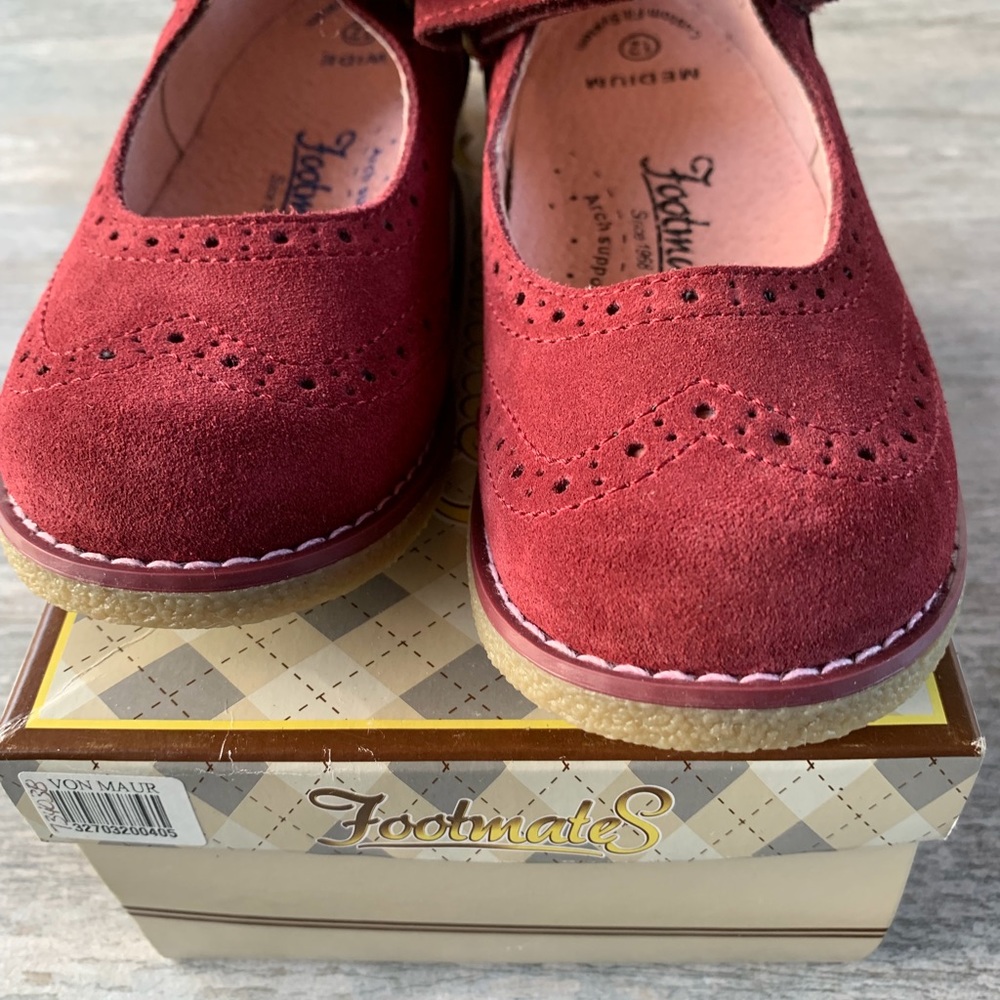 Footmates Burgundy Suede Mary Jane’s Shoes NEW